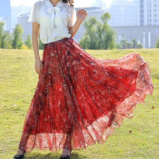 Airy Chiffon Floral Maxi Skirt