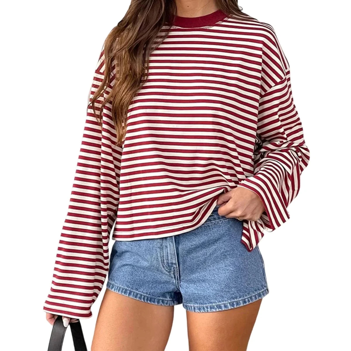 Relaxed Striped Drop Shoulder Top