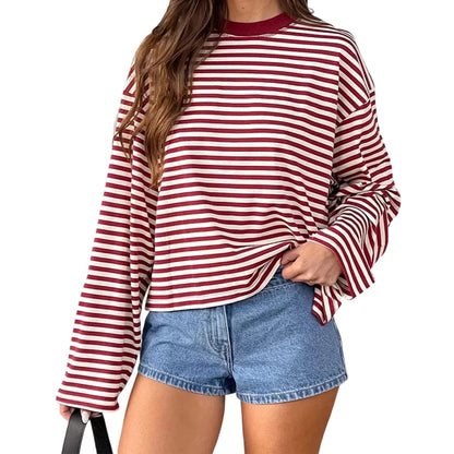 Relaxed Striped Drop Shoulder Top