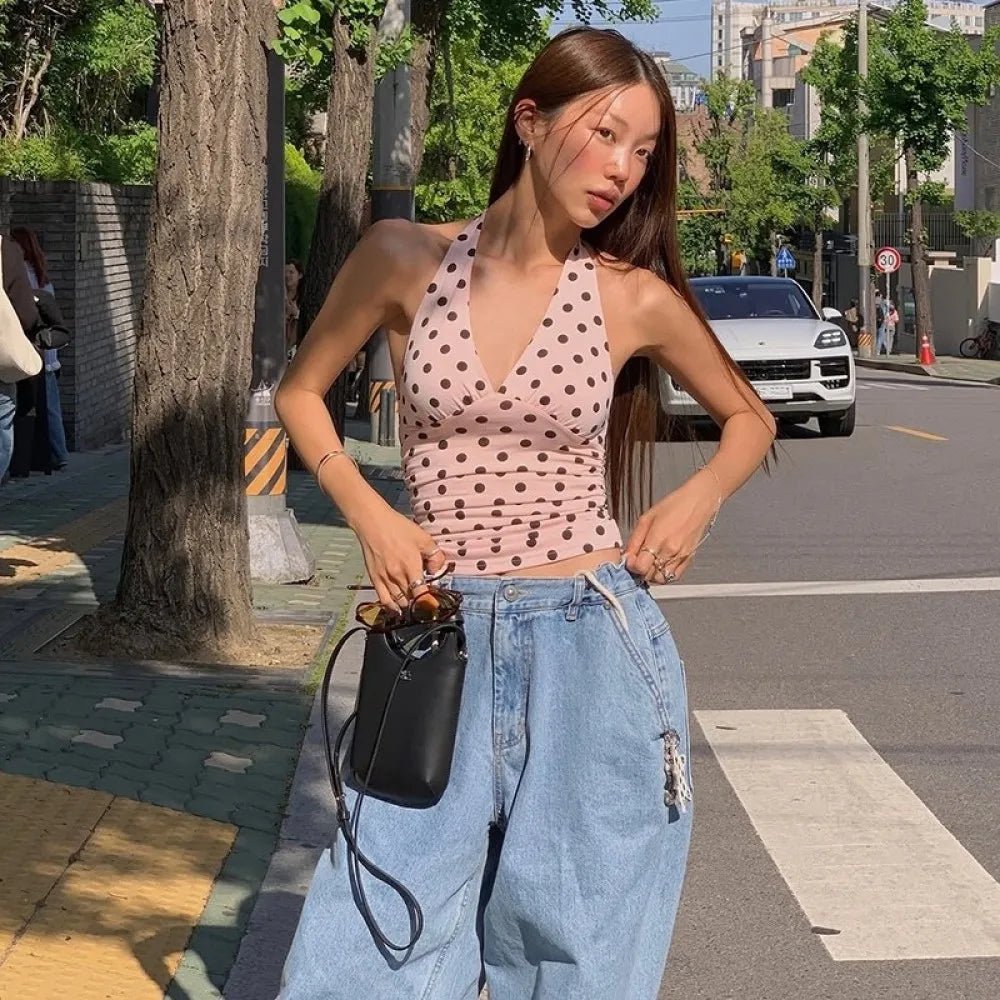 Chic Polka Dot Halter Top