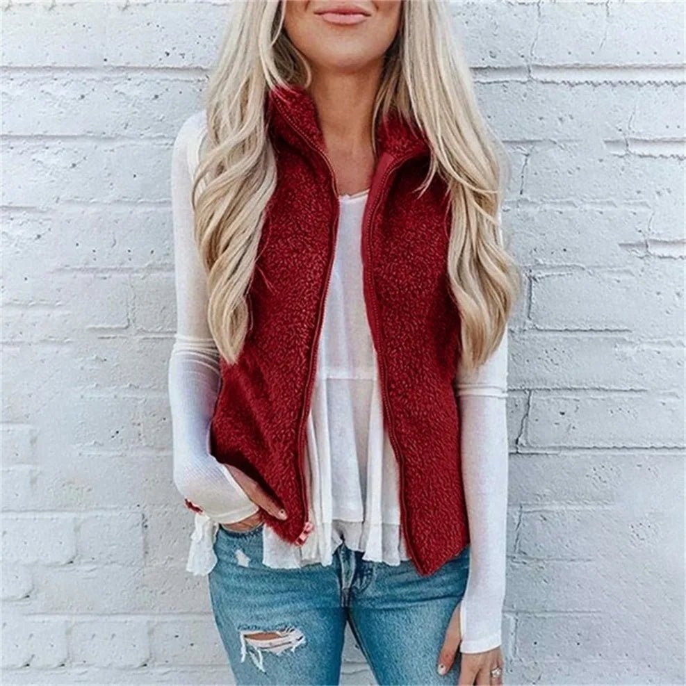 Cozy Leopard Print Zip Vest