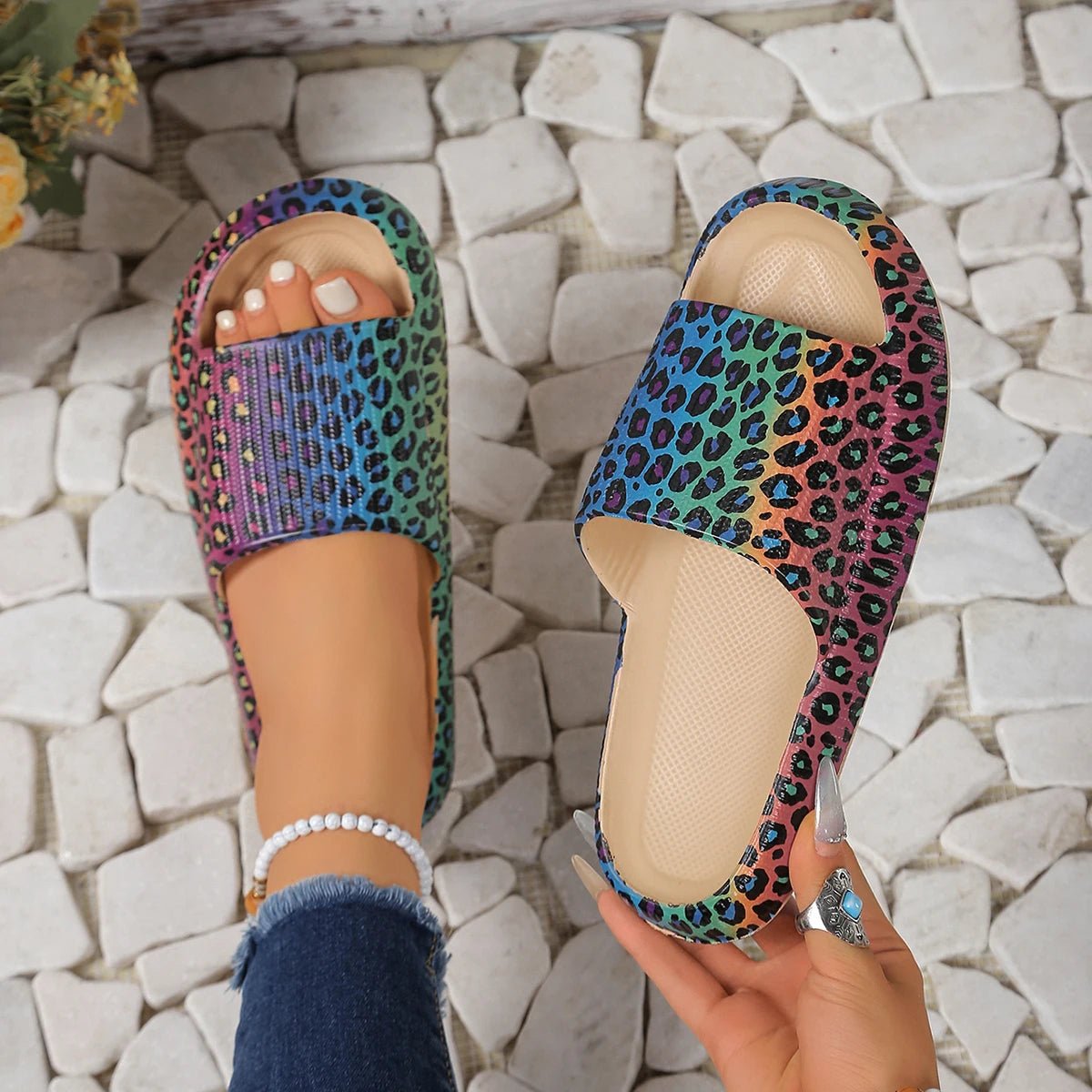 Double Buckle Platform Slippers