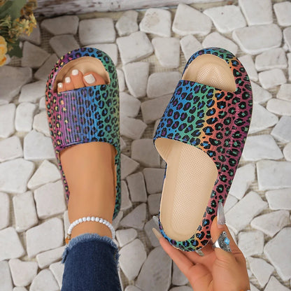 Double Buckle Platform Slippers