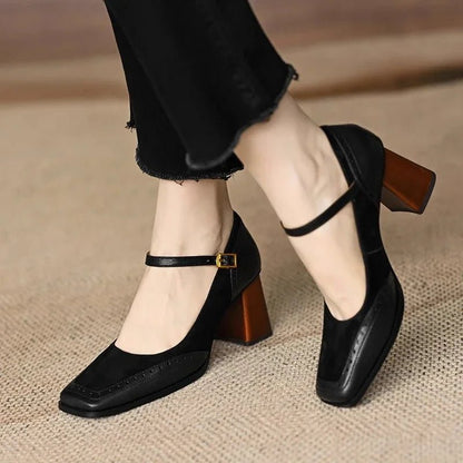 Elegant Vintage Block Heel Pump Shoes