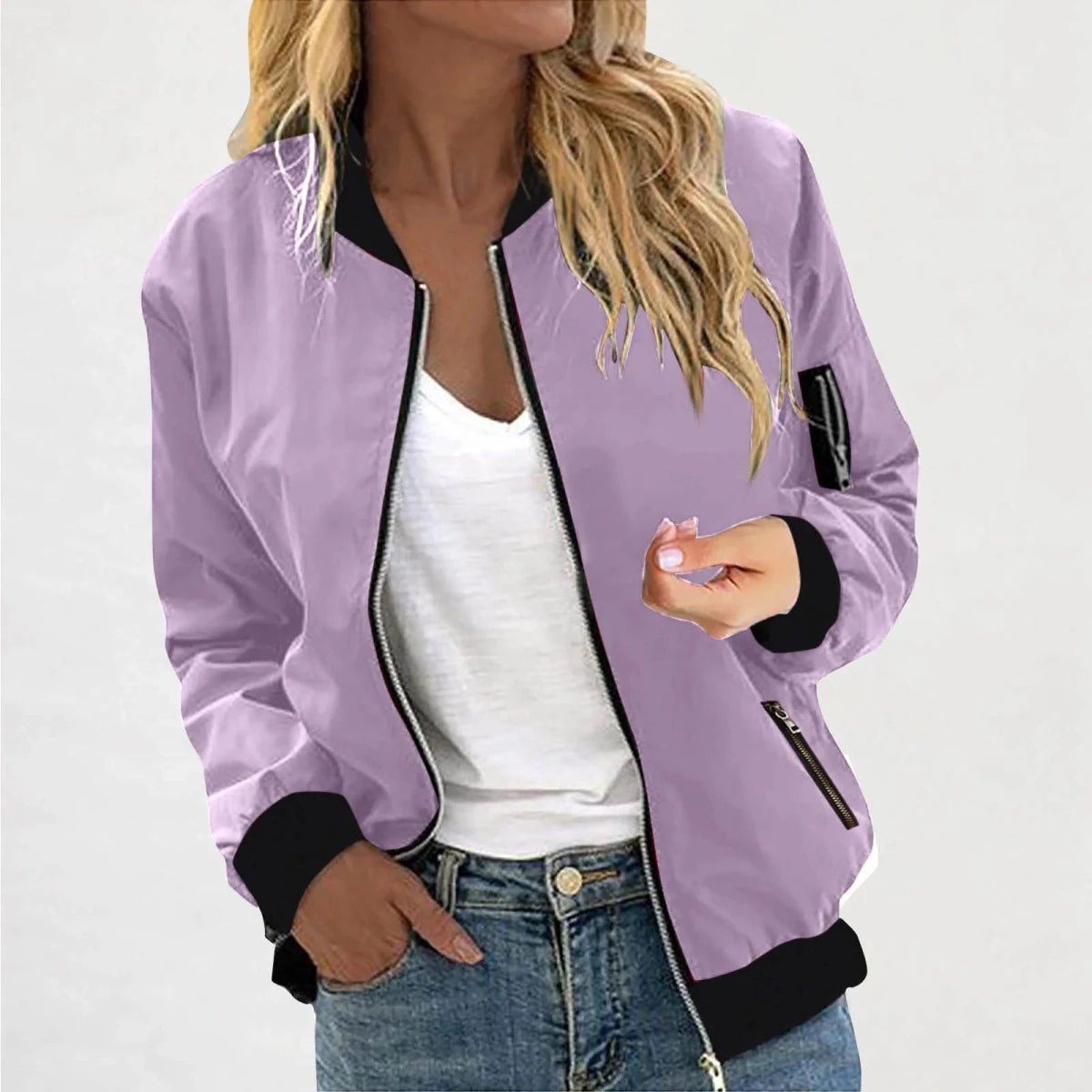 Sporty Lightweight Bomber Jacket
