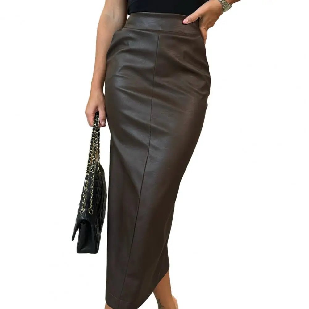 Bold Faux Leather Pencil Skirt