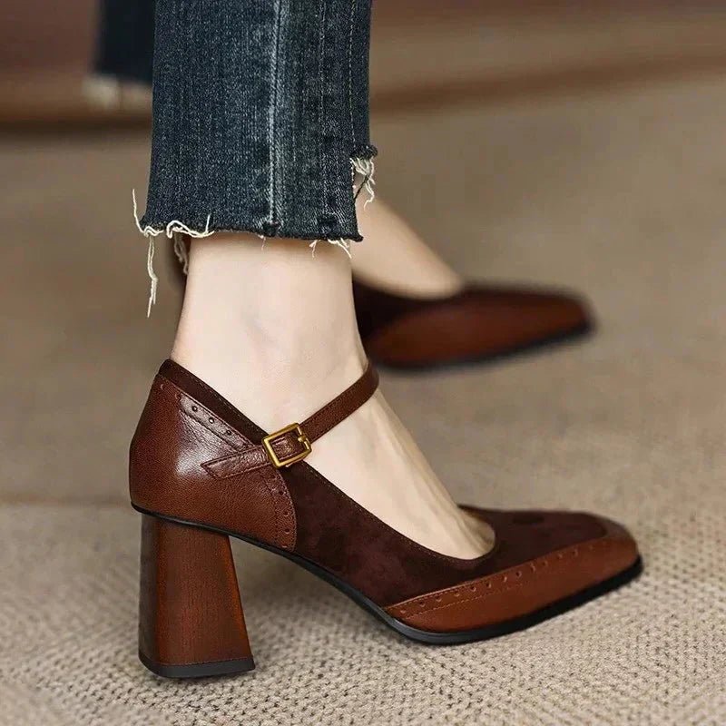 Elegant Vintage Block Heel Pump Shoes