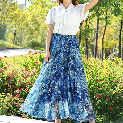 Airy Chiffon Floral Maxi Skirt
