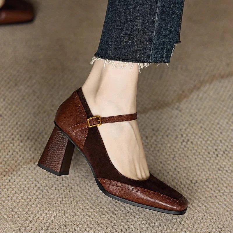 Elegant Vintage Block Heel Pump Shoes
