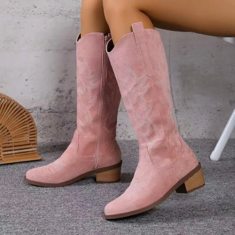 Western Embroidered Knee High Cowboy Boots