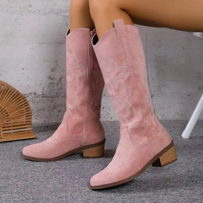 Western Embroidered Knee High Cowboy Boots