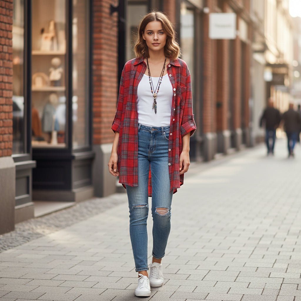 Checked Long Sleeve Fashion Shirts