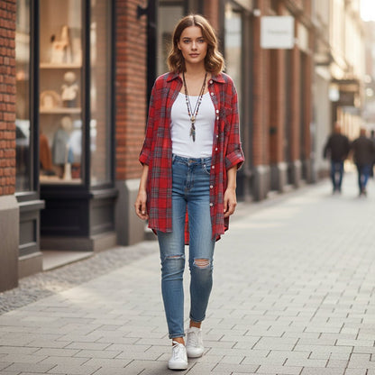 Checked Long Sleeve Fashion Shirts