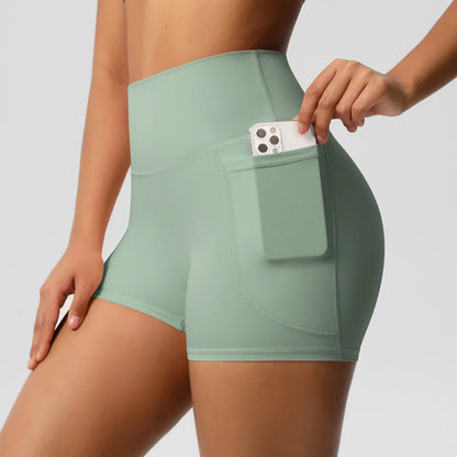 High Waist Pocketed Yoga Shorts