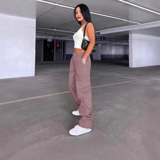 Edgy Cargo Wide Leg Pants