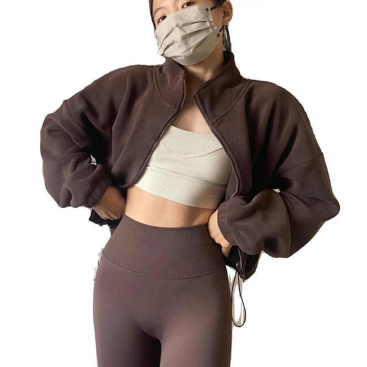 Cozy Fleece Zippered Cropped Jacket