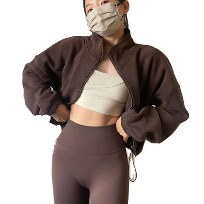 Cozy Fleece Zippered Cropped Jacket