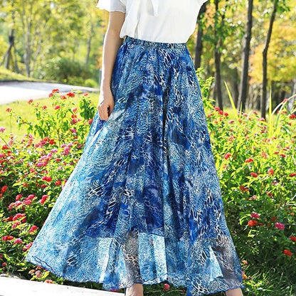 Airy Chiffon Floral Maxi Skirt