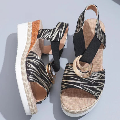 Snake Print Wedge Sandals
