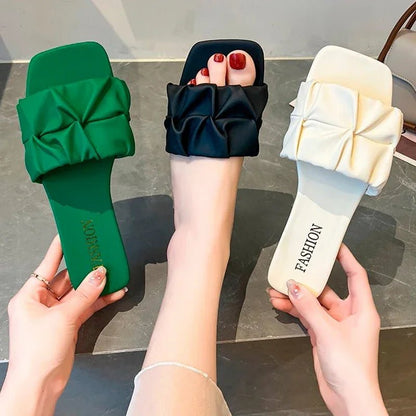 Pleated Summer Flip Flops Sandals