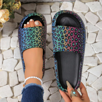 Double Buckle Platform Slippers