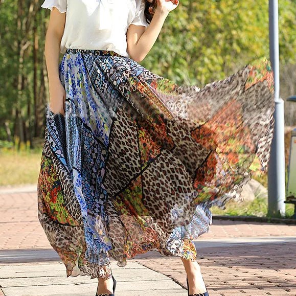 Airy Chiffon Floral Maxi Skirt