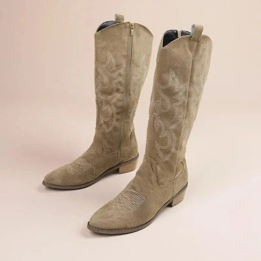 Western Embroidered Knee High Cowboy Boots