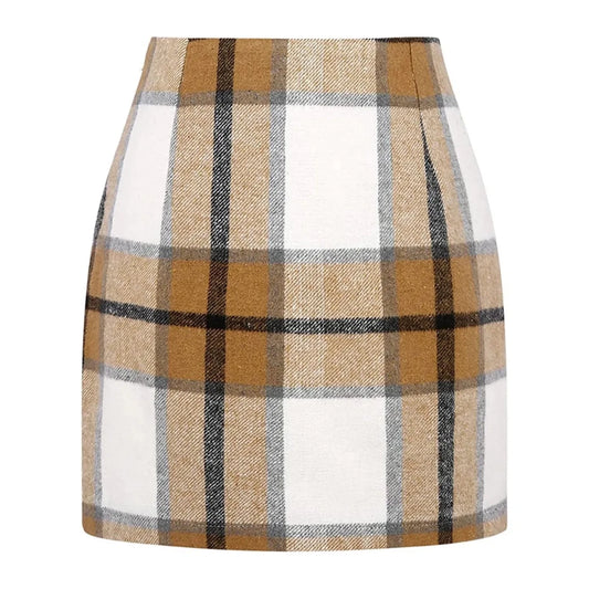 Vintage Plaid Corduroy Midi Skirt