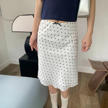 Chic Polka Dot Midi Skirt