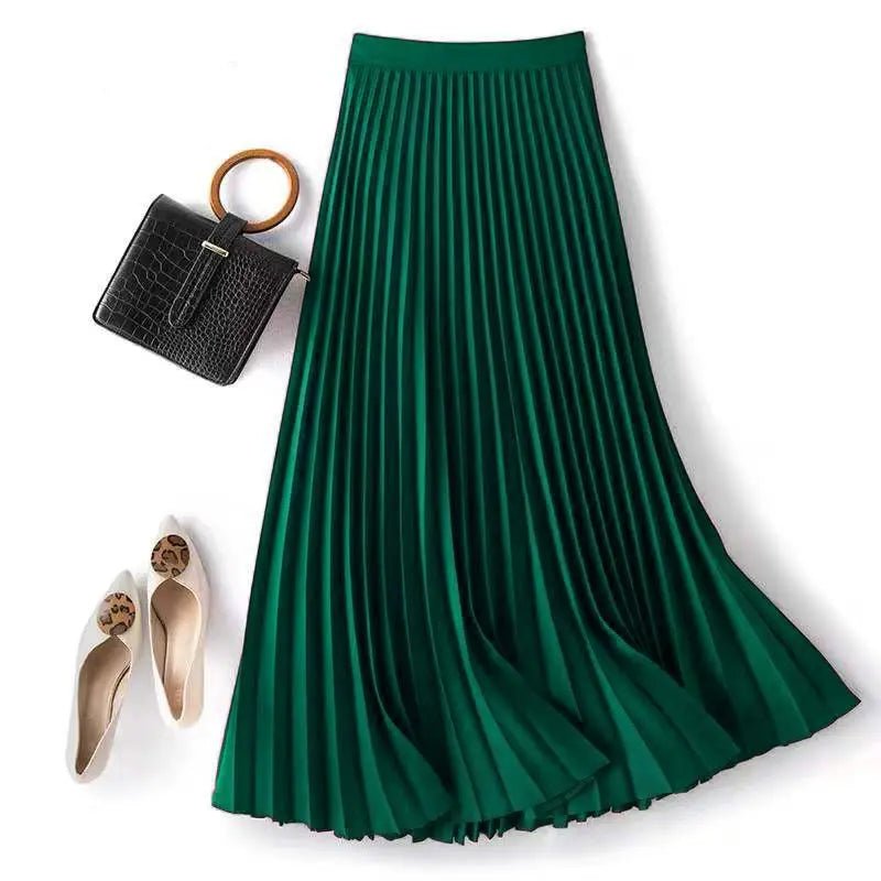 Airy Pleated High Waist Midi Skirt