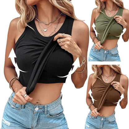 Ribbed High Neck Tank Top