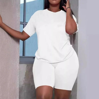Solid Color Sports Top And Shorts Set