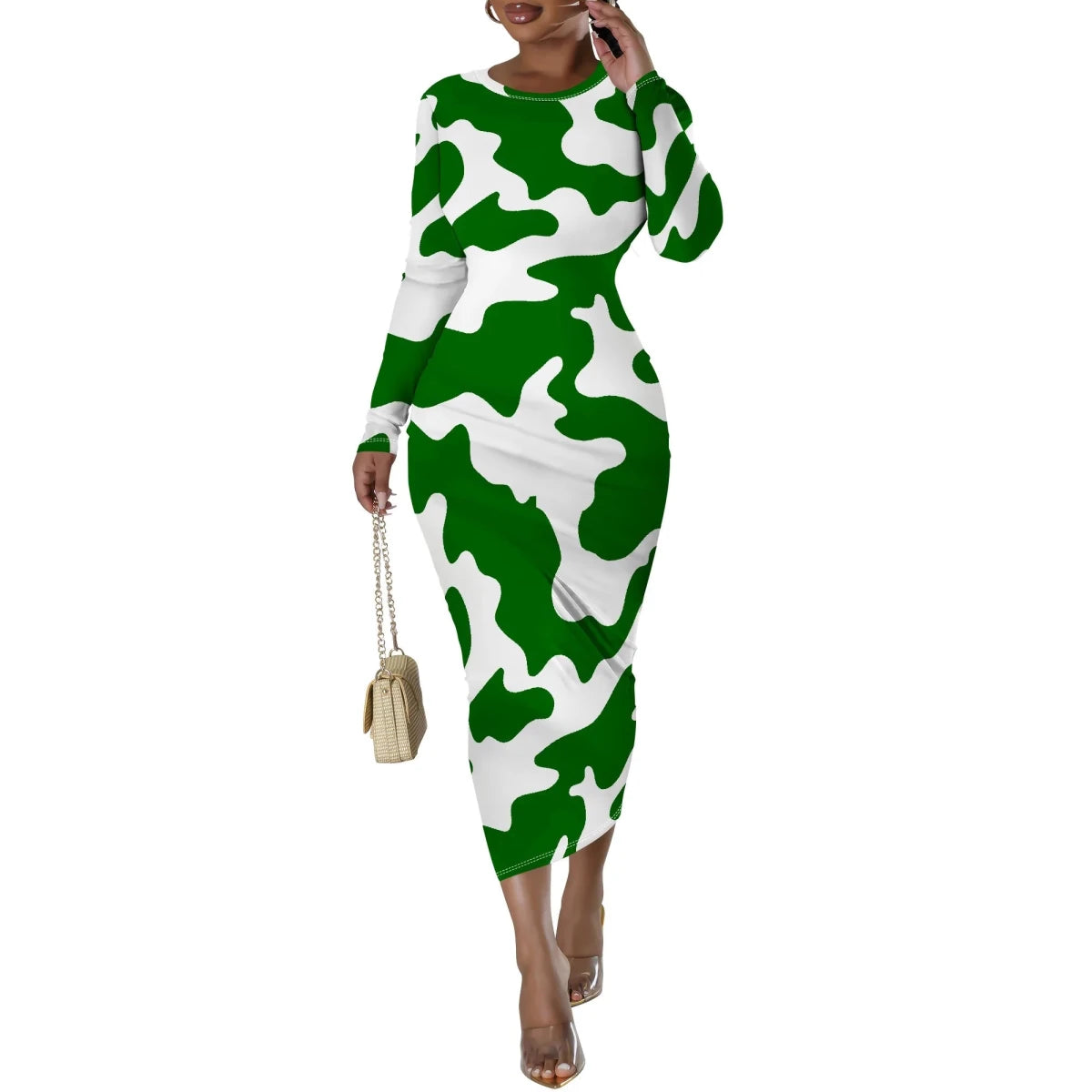 Bold Cow Print Bodycon Dress