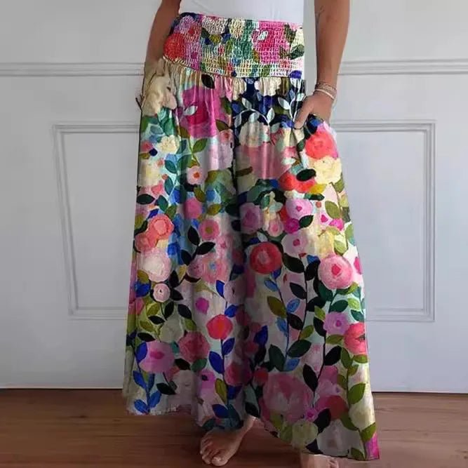 Casual Culotte Skirt Elastic Waist
