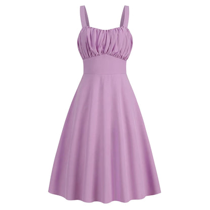 Vintage Sleeveless Backless Midi Dress
