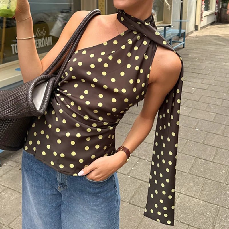 Retro Polka Dot Halter Top