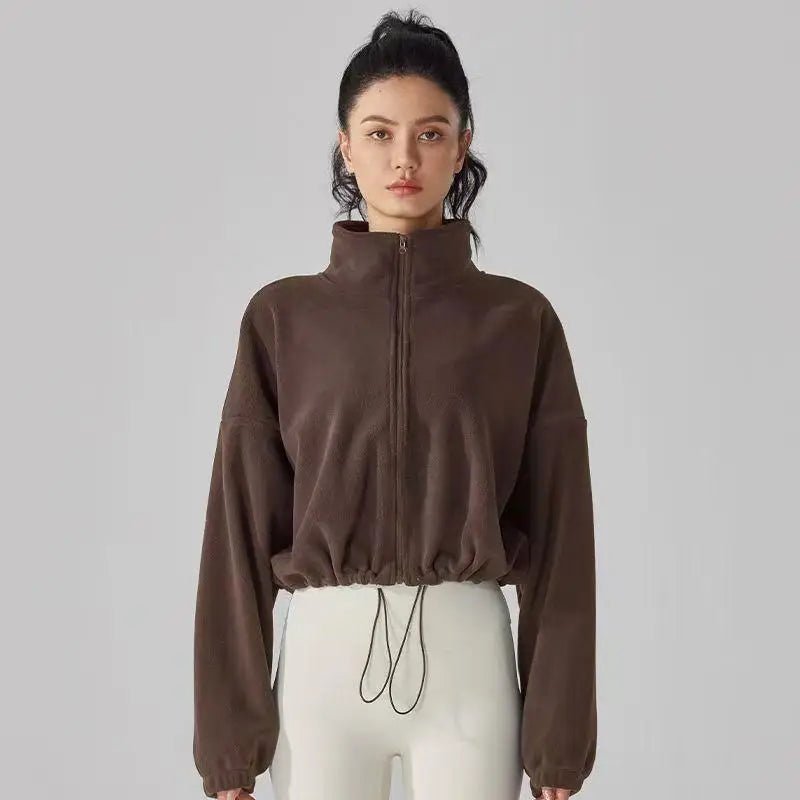 Cozy Fleece Zippered Cropped Jacket