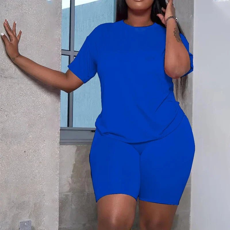 Solid Color Sports Top And Shorts Set