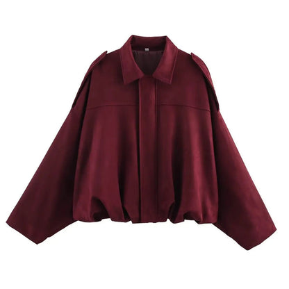 Bat Sleeve Zip Up Pilot Jacket Casual Style