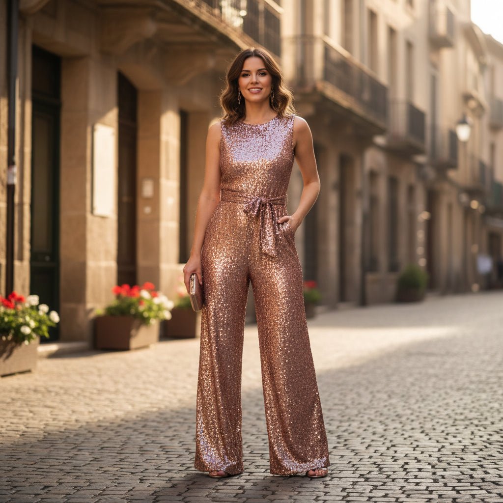 Glitter Sleeveless Jumpsuit for Parties and Evening Events