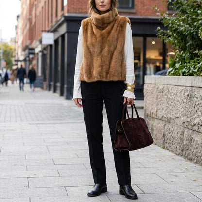 Romy | Women's Faux Fur Turtleneck Winter Vest