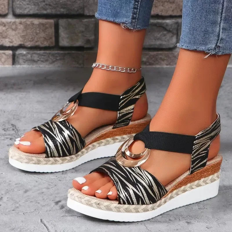 Snake Print Wedge Sandals