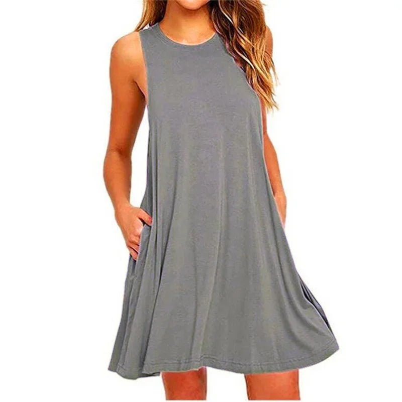 Casual Pleated Cotton Tank Dress