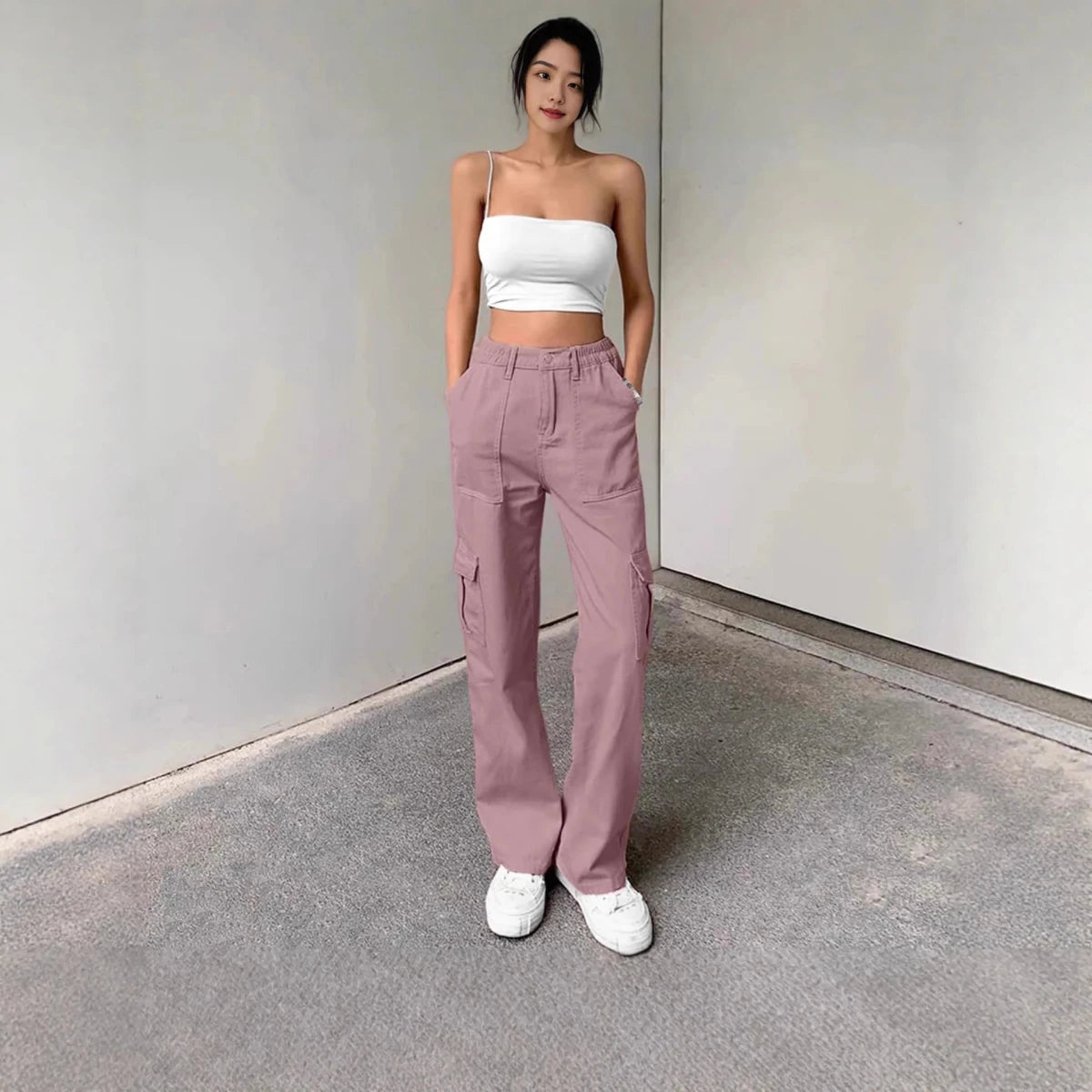 Edgy Cargo Wide Leg Pants