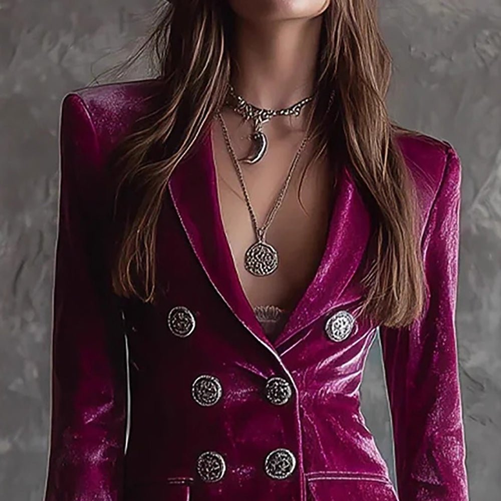 Liv | Women's Winter Velvet Long Blazer Dress
