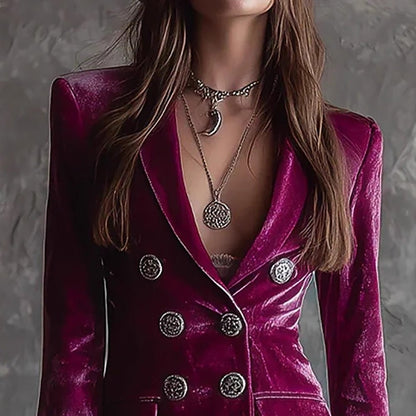 Liv | Women's Winter Velvet Long Blazer Dress