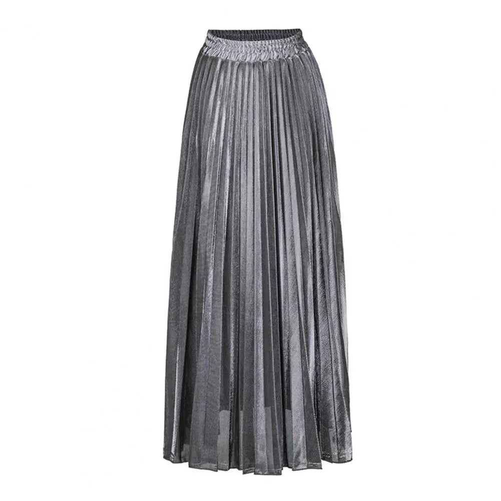 High Waist Pleated Golden Maxi Skirt