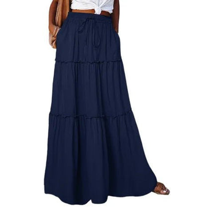 Flowy Layered Ruffle Maxi Skirt