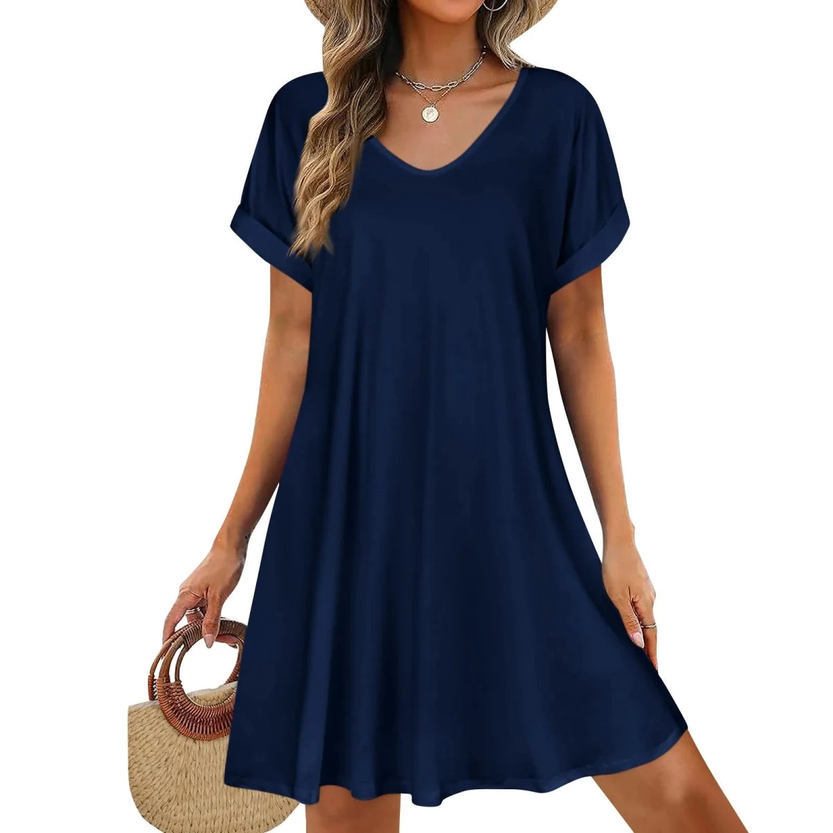 Casual Short Sleeve Swing Beach Dress