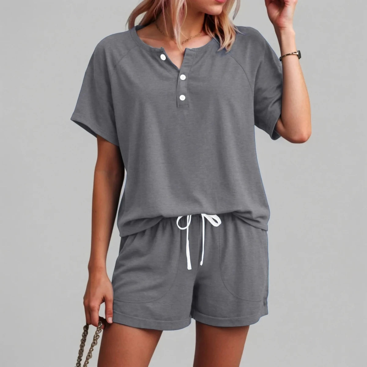 Linen Style Shirt and Shorts Set
